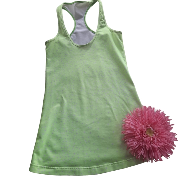 Lululemon Lime Pink Polka Dots Round Neck Tank Racerback - Picture 3 of 8